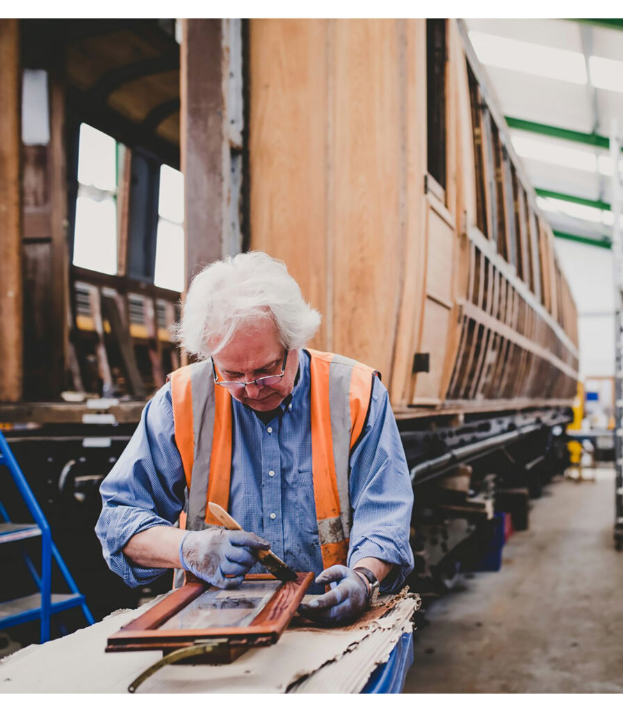 A member of the railway team doing a demonstration on the LNERCA tour