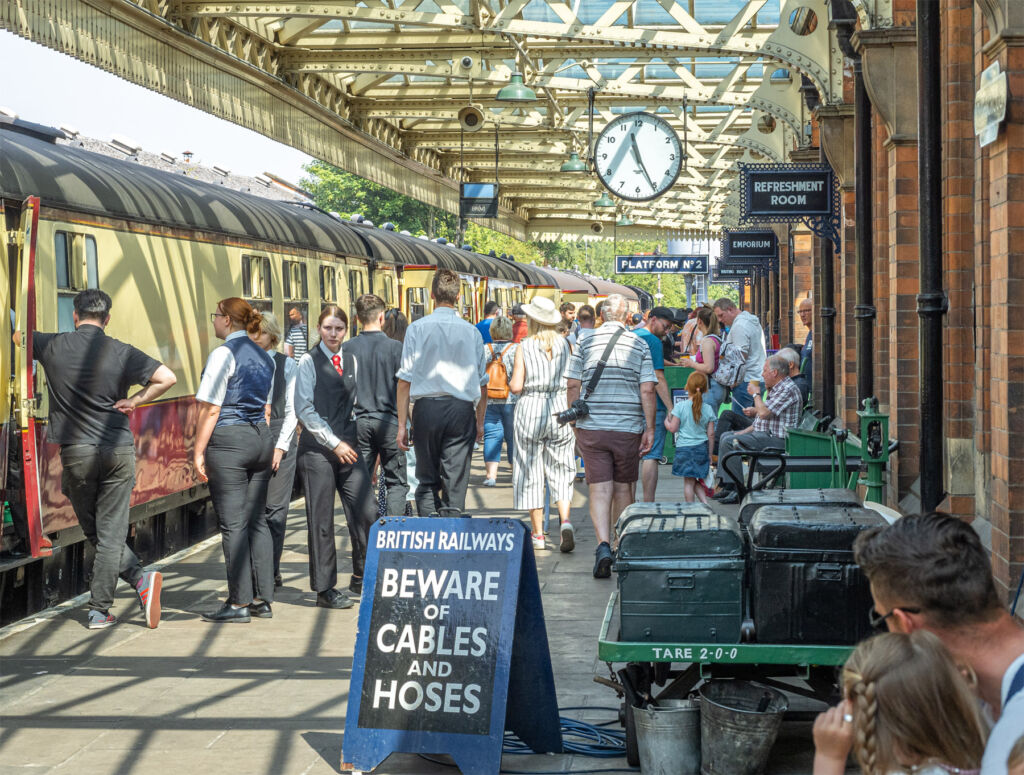 A packed station platform