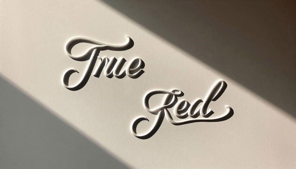 The words 'True' and 'Real' hung on a room wall