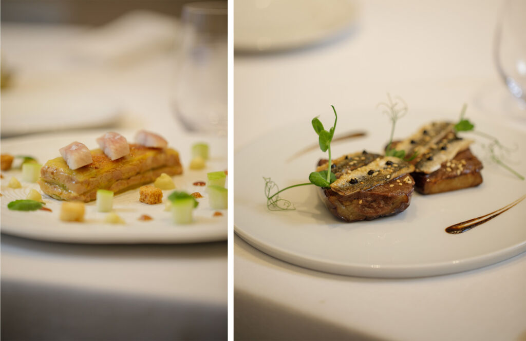 Two photographs showing the quality of the food dishes