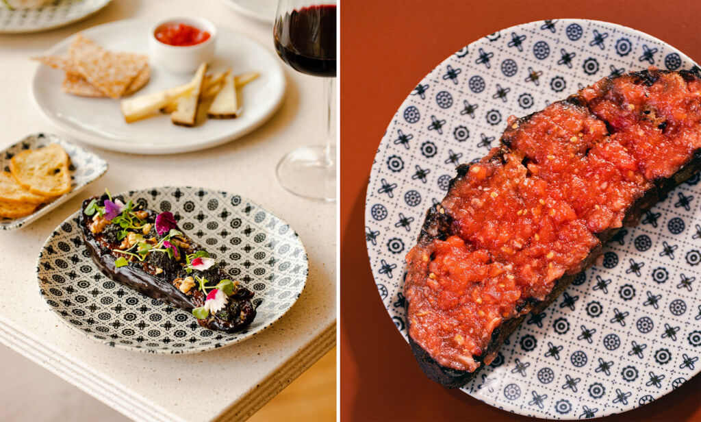 Two photographs of the food dishes