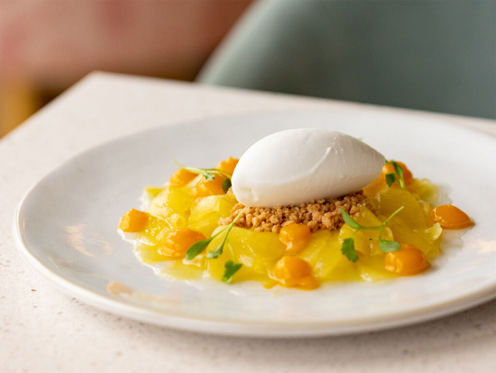 The spiced pineapple with rum syrup dessert