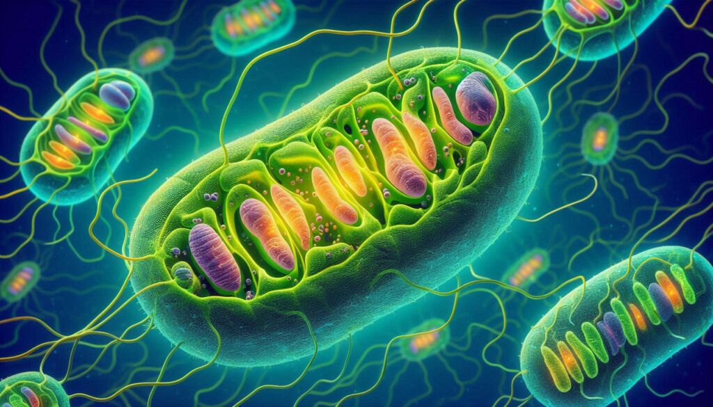 An image showing mitochondria in a cell