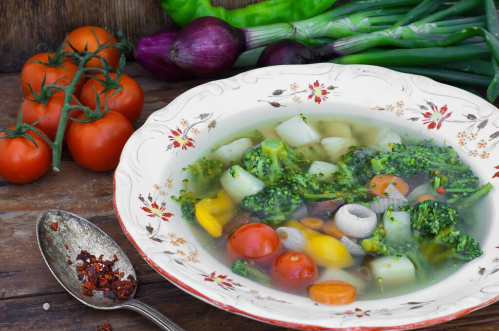 A healthy bowl of traditional vegetable soup