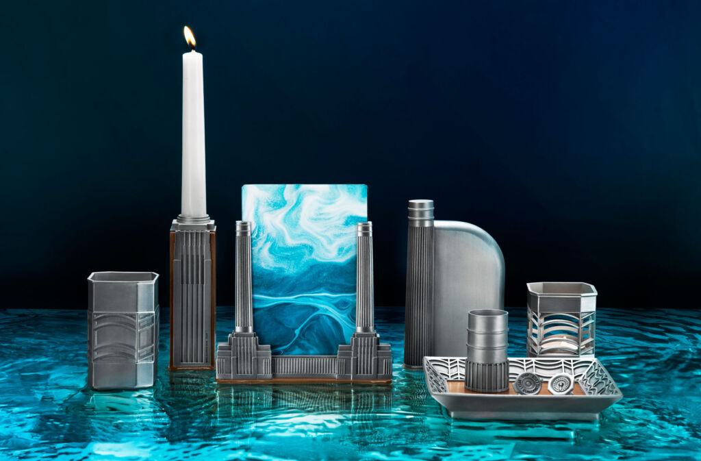 Pewter Battersea Power Station themed products made by Royal Selangor