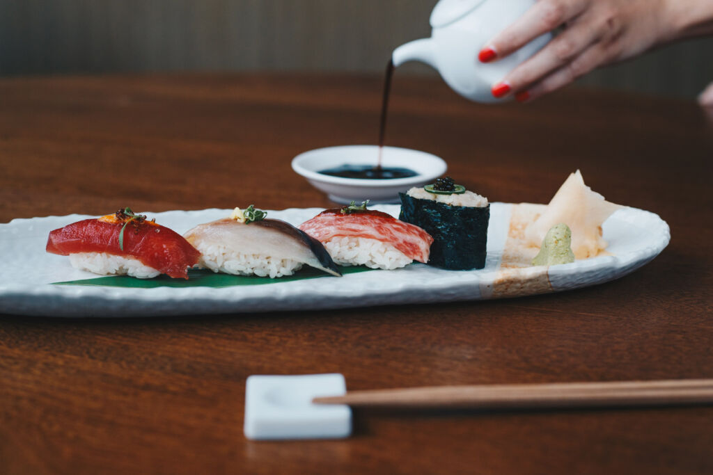 A plate of fresh sushi