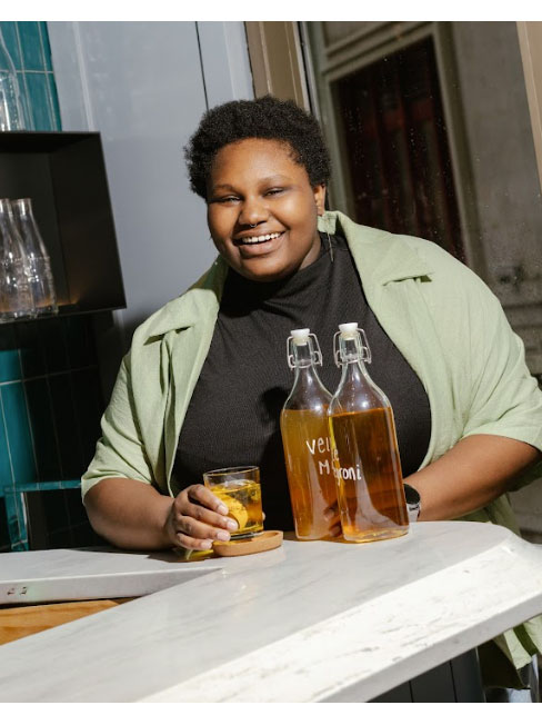 A very happy Laudy enjoying a drink at the bar