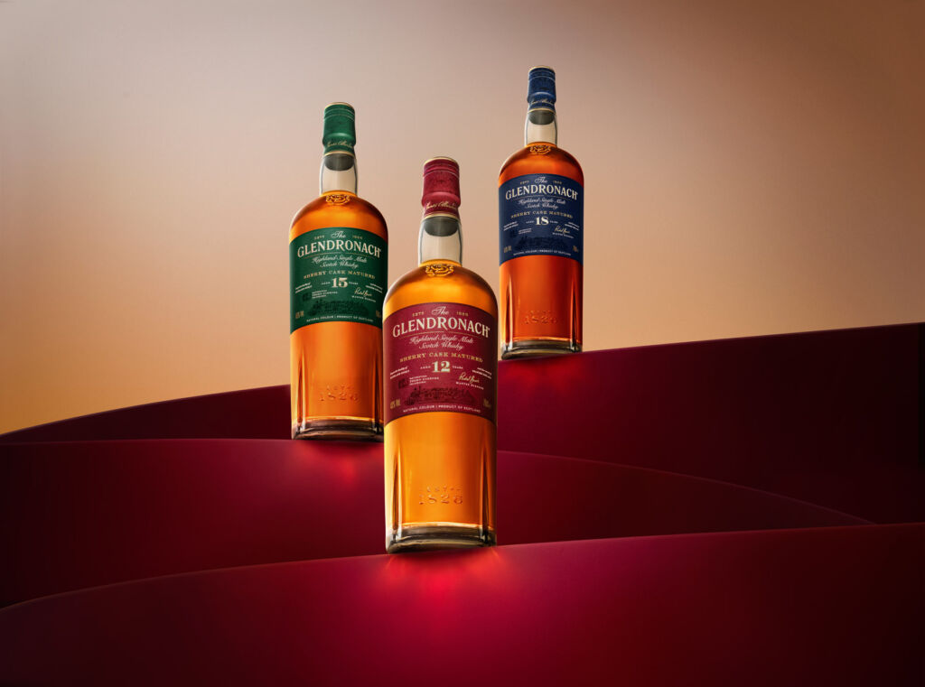 A rendered images of three of the bottles showing the new design