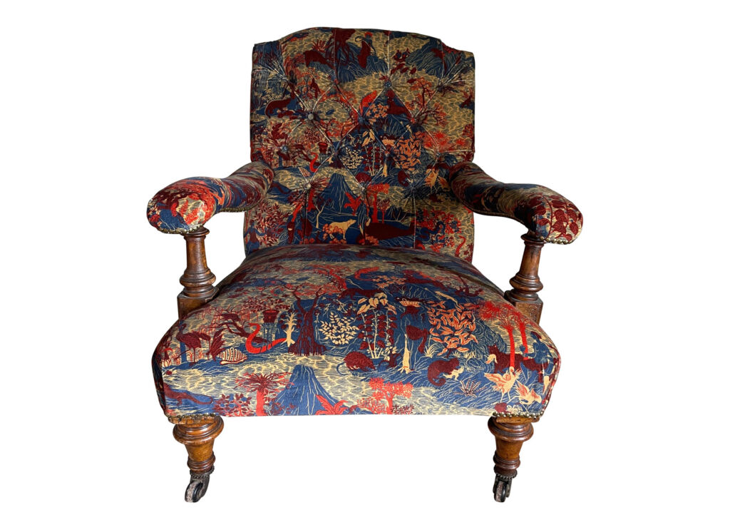 A newly upholstered Victorian Open Arm Chair