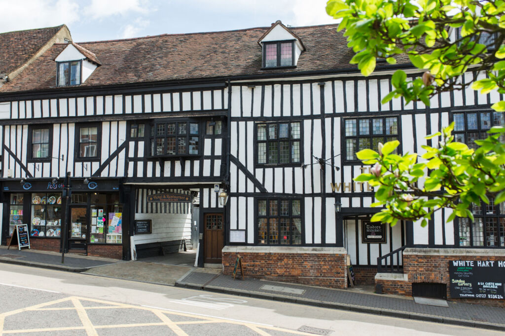 The exterior of the White Hart Hotel