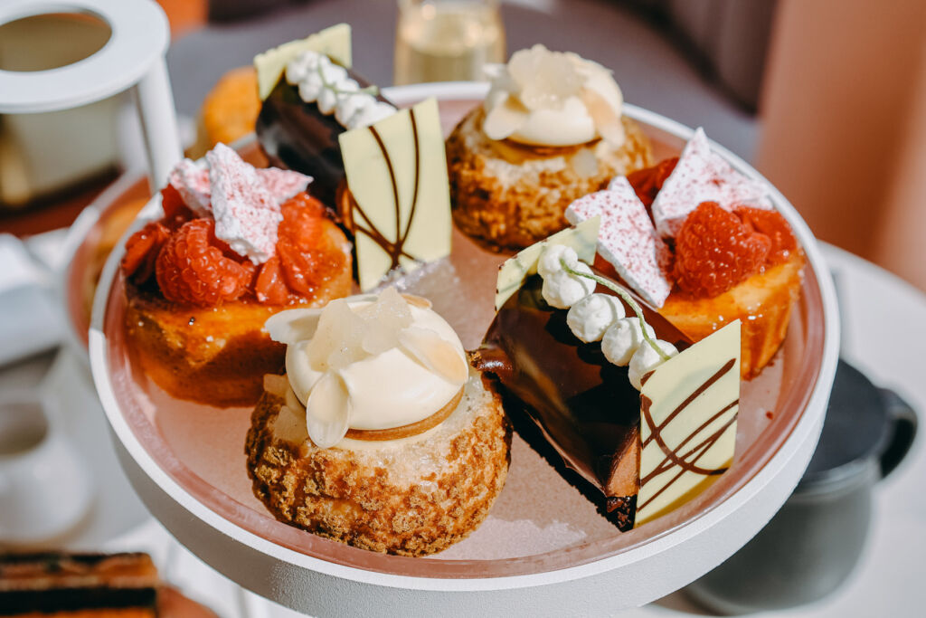 A selection of delicious desserts on a tray