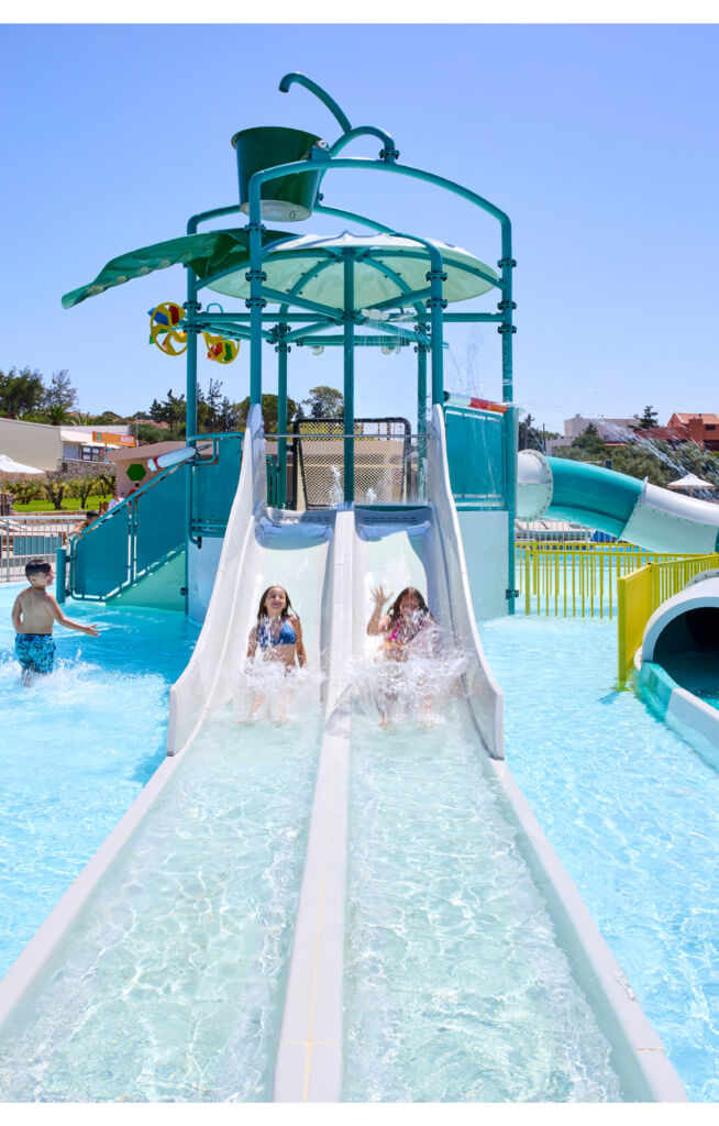 Children coming down the waterslides