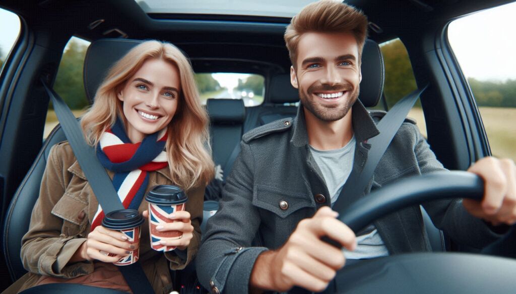 A couple on a day out in their car