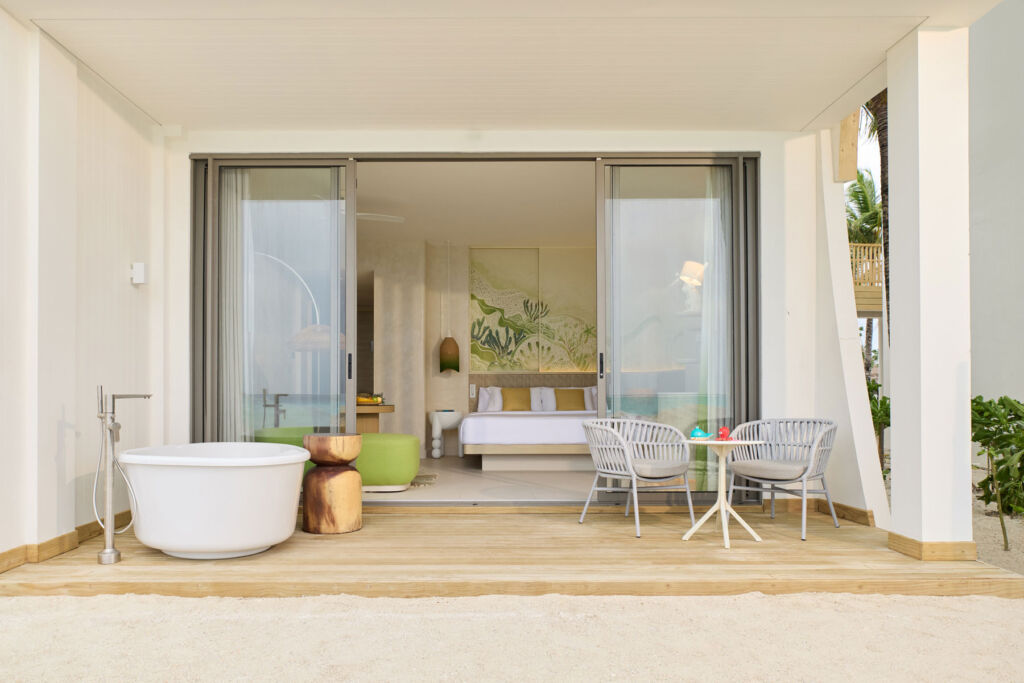 A photograph showing the interior of one of the beachfront bedrooms