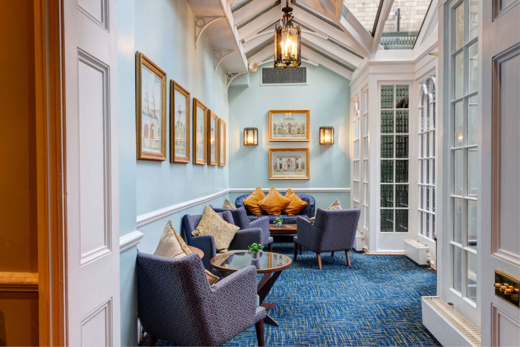 The lounge area inside the conservatory portion of the drawing room