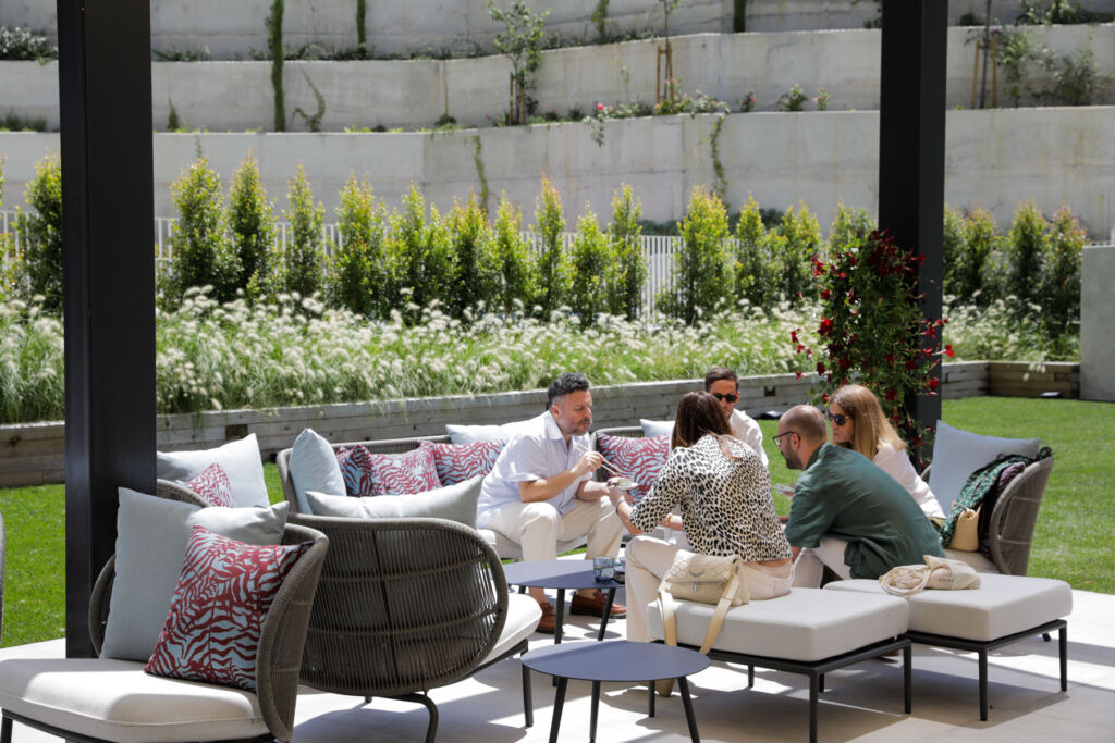 Guests enjoying the outdoor terrace