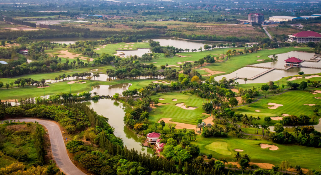 An elevated view of the golf course