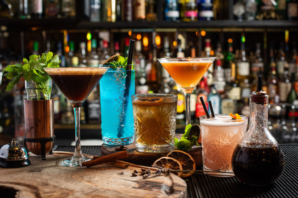 A selection of cocktails on the bar