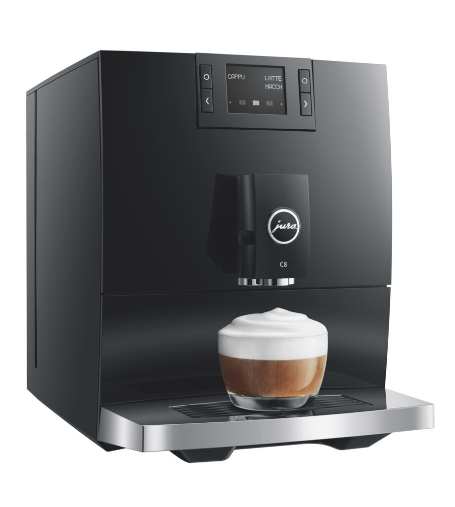 The coffee machine on a white background