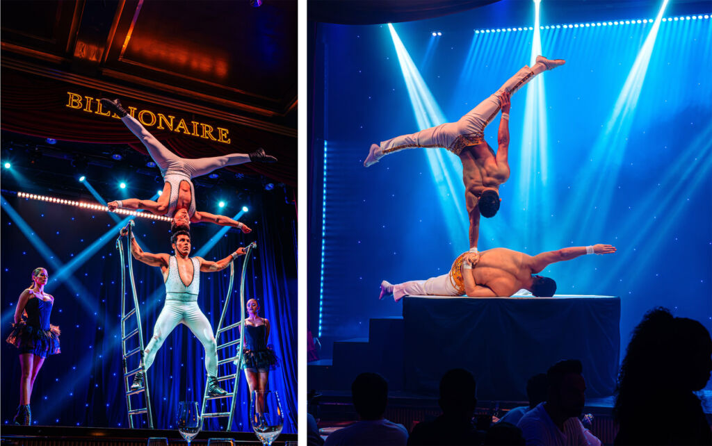 Two photographs showing the acrobatic display