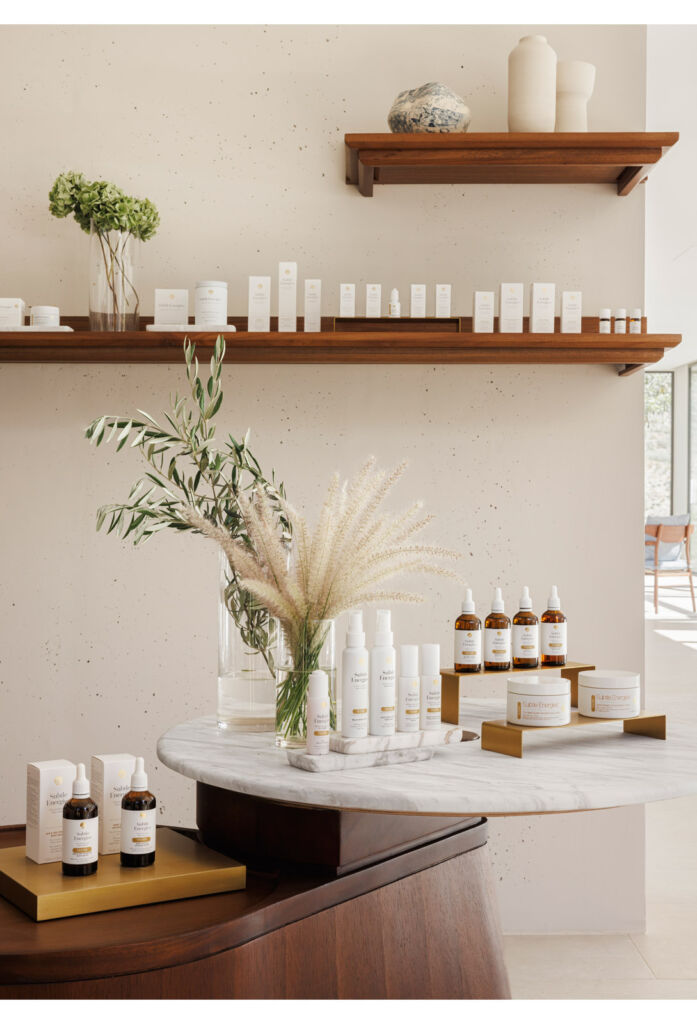 Shelves filled with Subtle Energies products