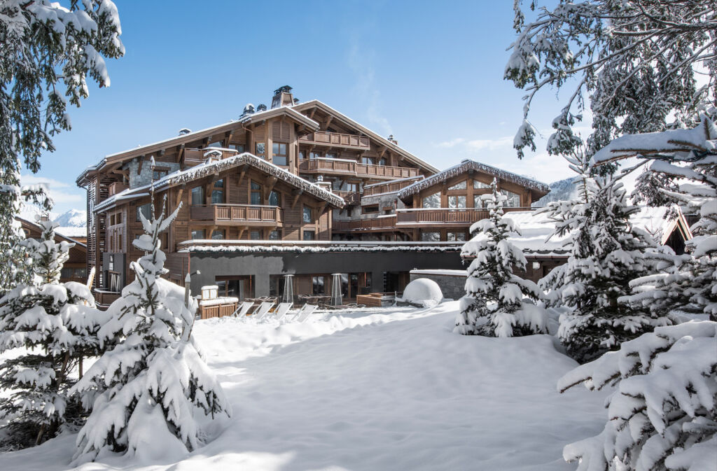 The exterior of the hotel in the snowy season