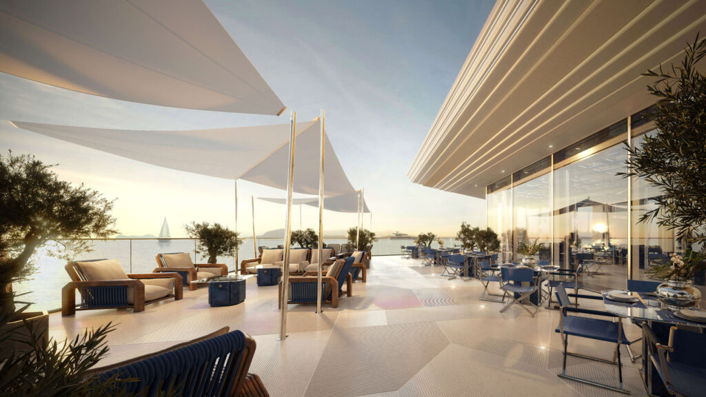 A rendering of the terrace area