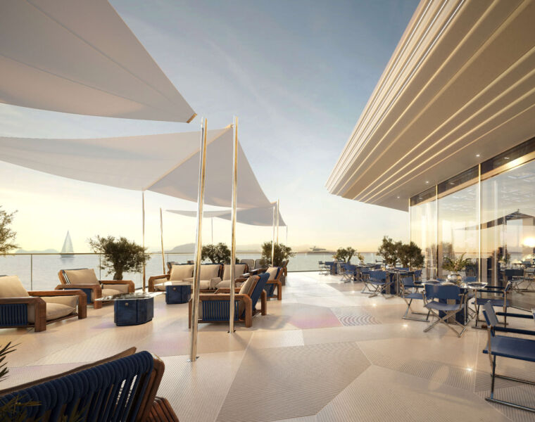 A rendering of the terrace area