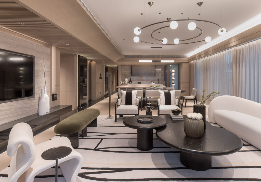 The lounge area in a Zhuhai Jiuzhou luxury apartment