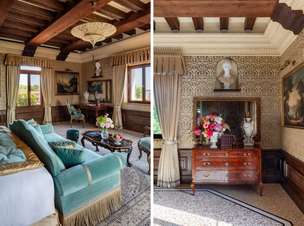 Two photographs showing the interior design touches