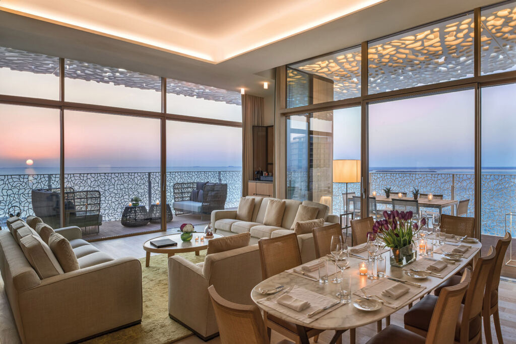 The interior of a suite at Bulgari Dubai