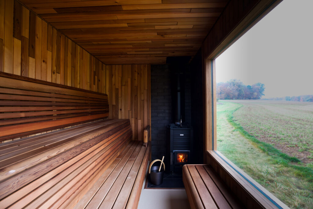 Inside the sauna