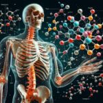 A graphic showing nutrients and and a human skeleton