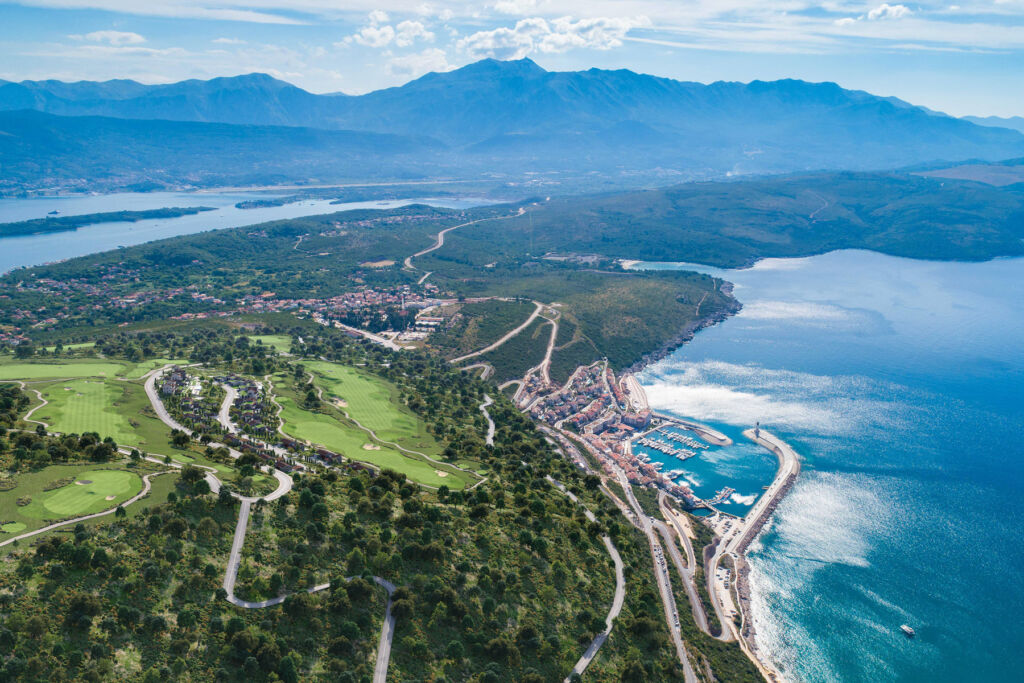 An elevated view of the development