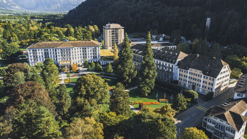 An aerial view of the resort