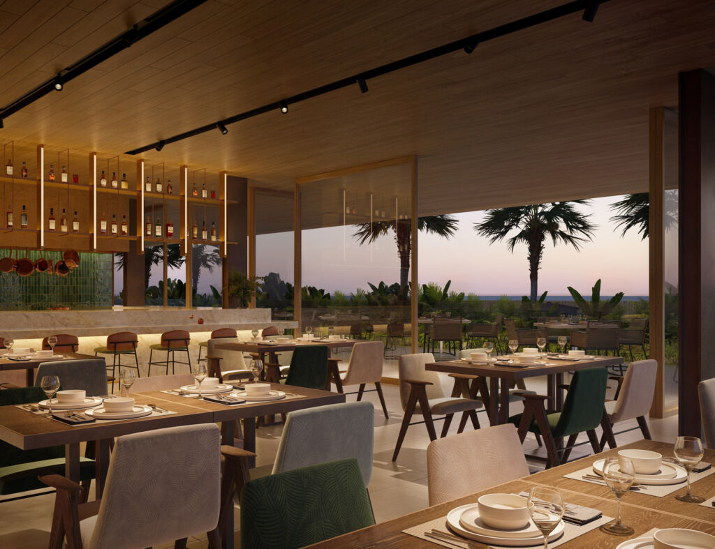 A rendering of the interior of the Gourmet Restaurant