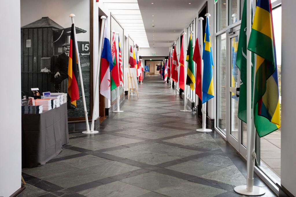 A corridor of flags