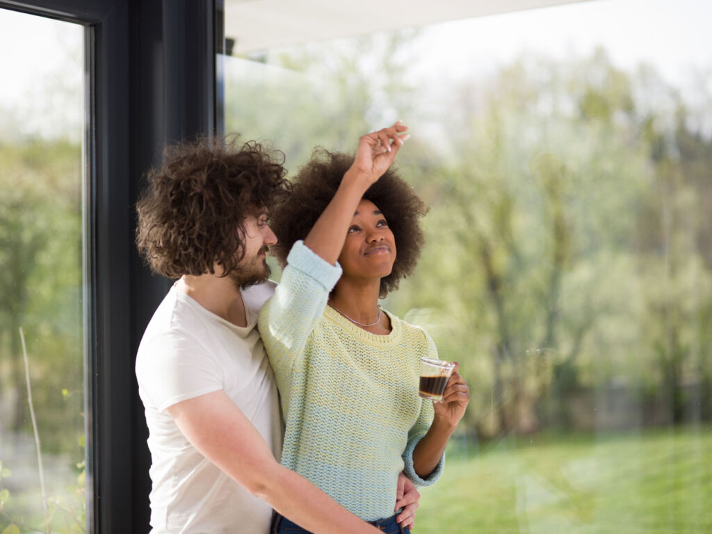 A young couple enjoying the morning