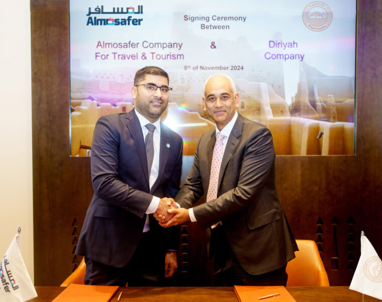 A representative of the Diriyah Company and Almosafer at the agreement signing