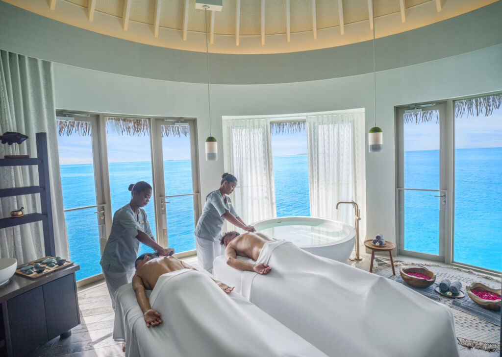 Guests enjoying a massage in the spa