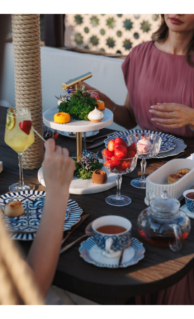 Guests sampling the afternoon tea