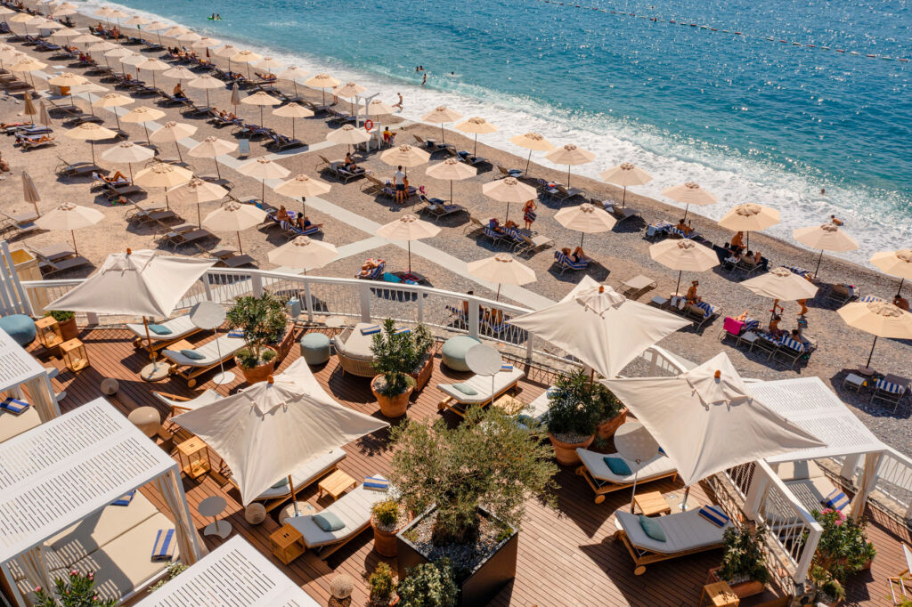 An aerial view of the beachfront Rok Sea Lounge