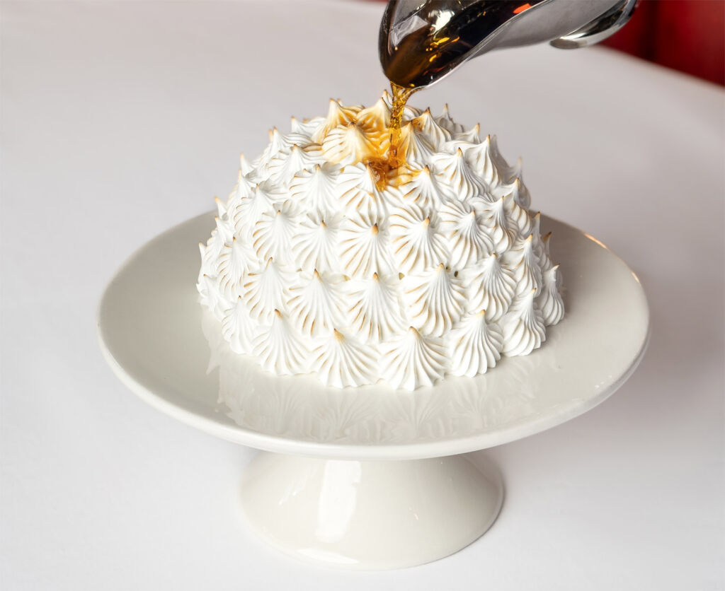 The baked Alaska dessert for two people