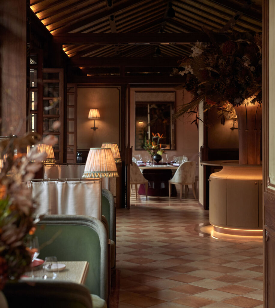 A photograph looking down through the dining room