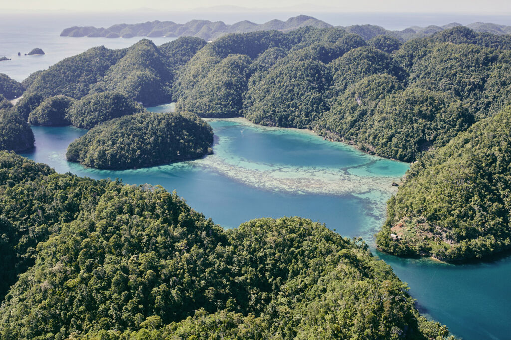 An aerial view of the island