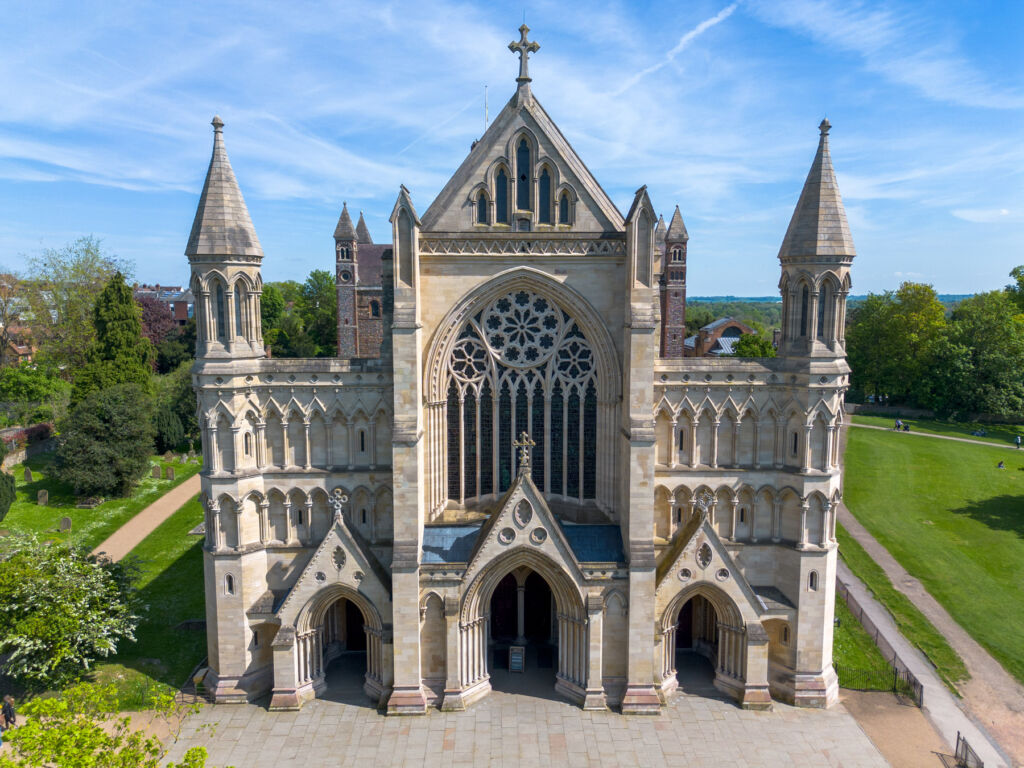 A front on view of the cathedral