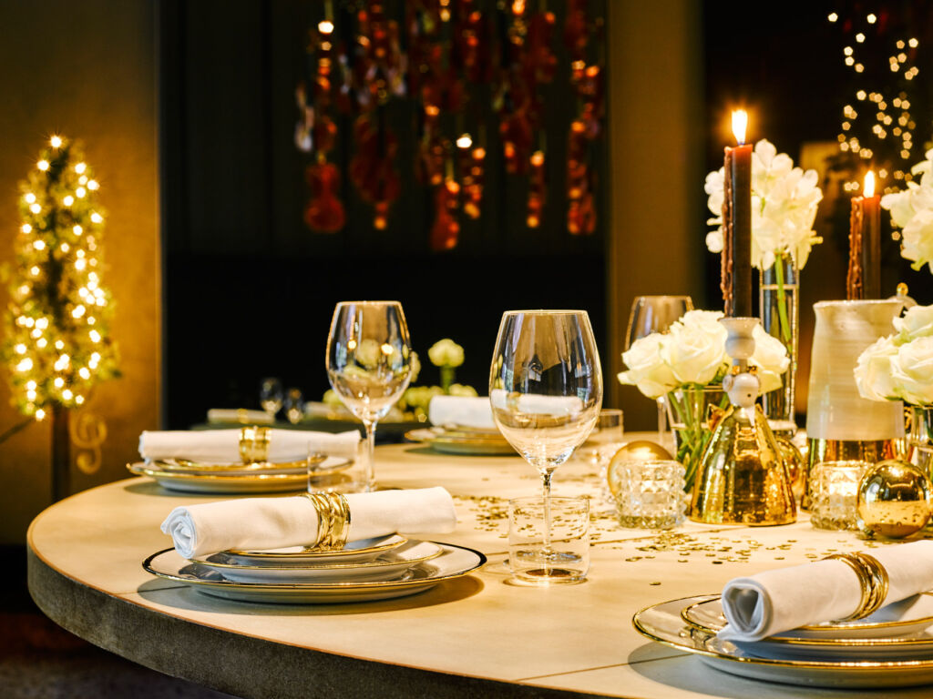 The festive themed dining room