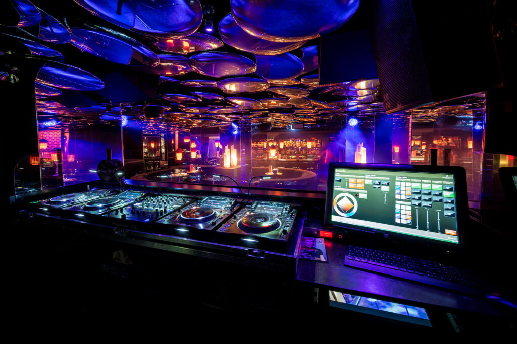 The Deejay booth in the nightclub