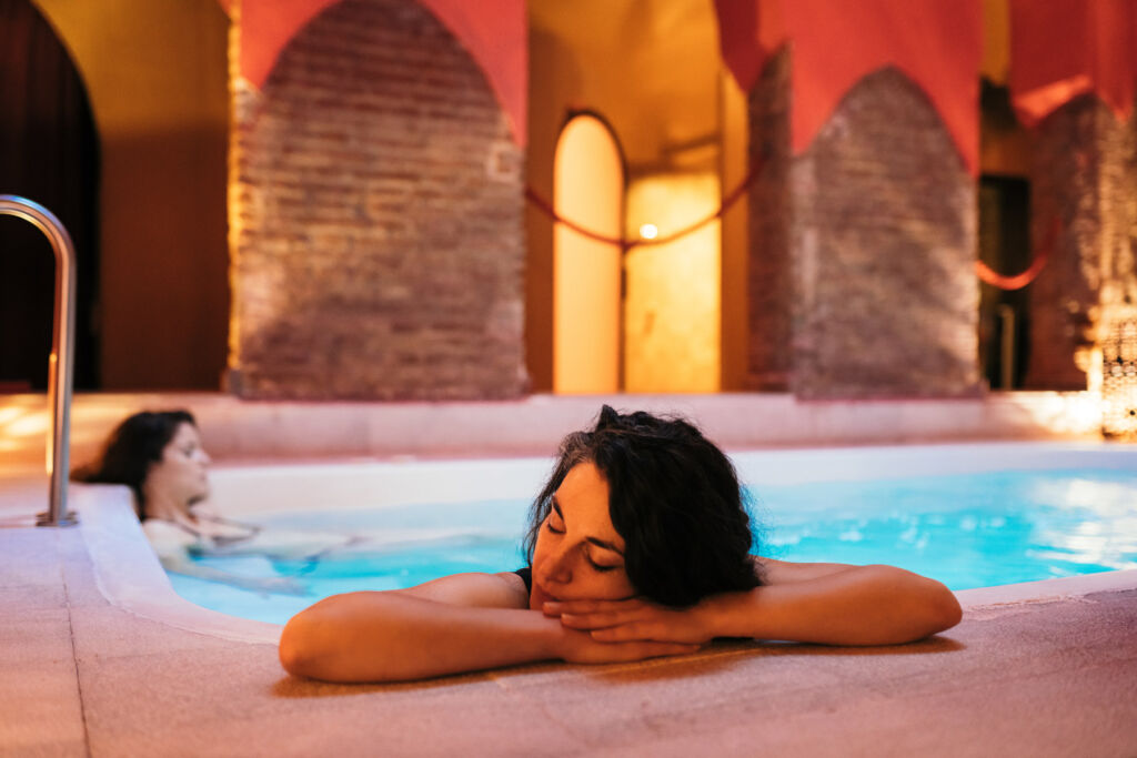 Women relaxing in a spa pool