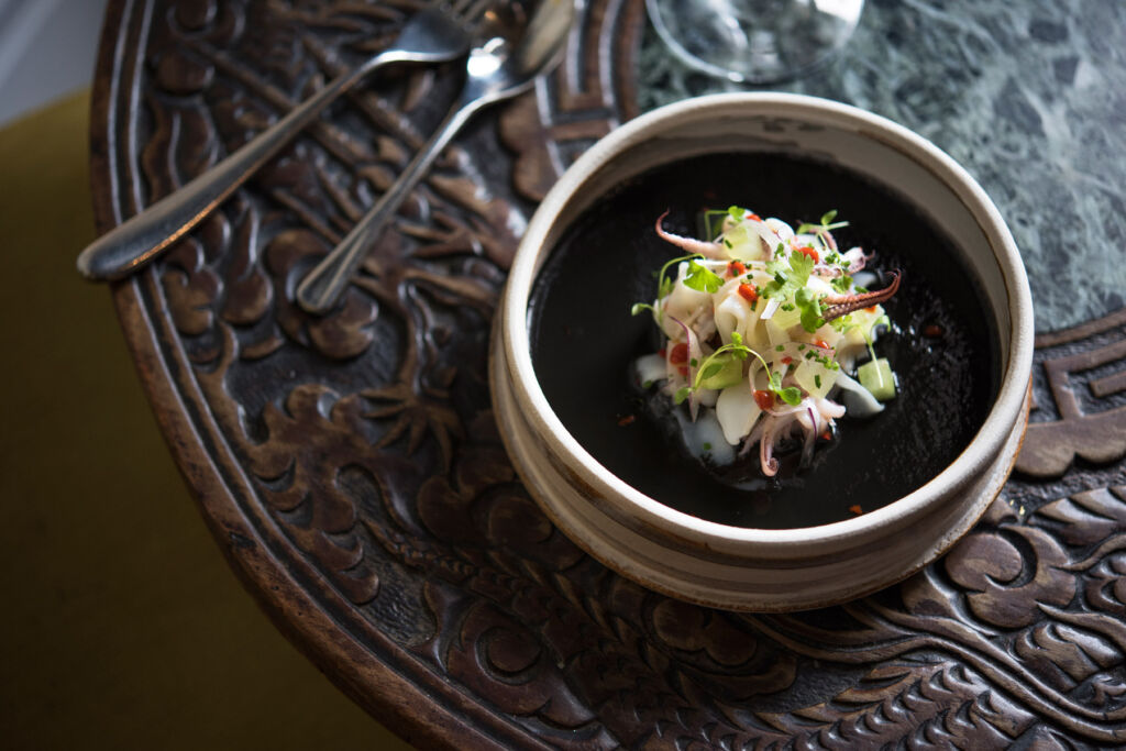 Cuttlefish Ceviche, Ginger, Yuzu, Squid Ink